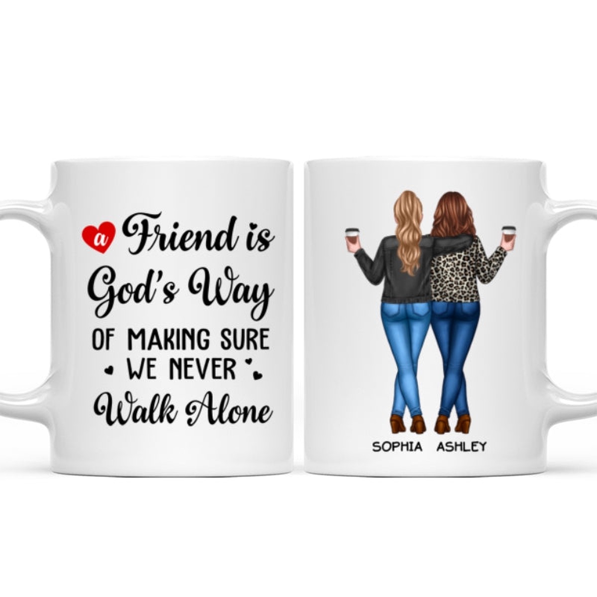 A Friend Is God's Way Besties Best Friend Gift Cup, Friendship Personalized Mug - 11oz | White | 1 Mug