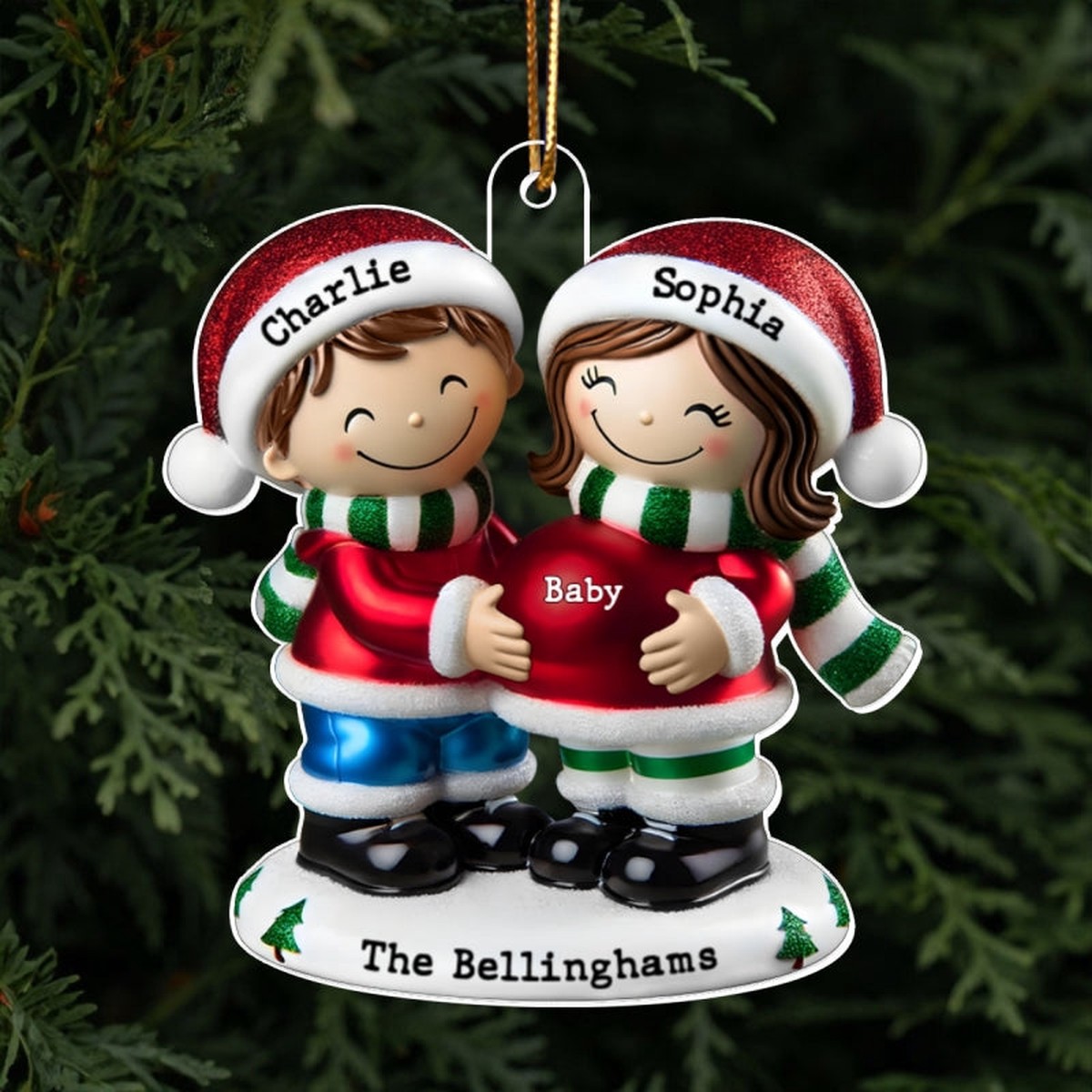 2026 Pregnancy Ornament, Personalized We're Expecting Parents, Pregnant Christmas Ornament, Mom and Dad to Be Gift - Acrylic | 3.54" | 1 Ornament