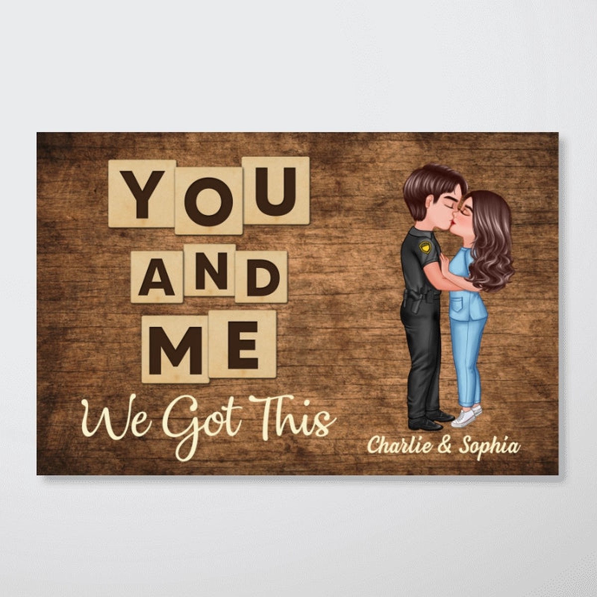 Wood Background You & Me We Got This Couple Personalized Poster - 12"x8"