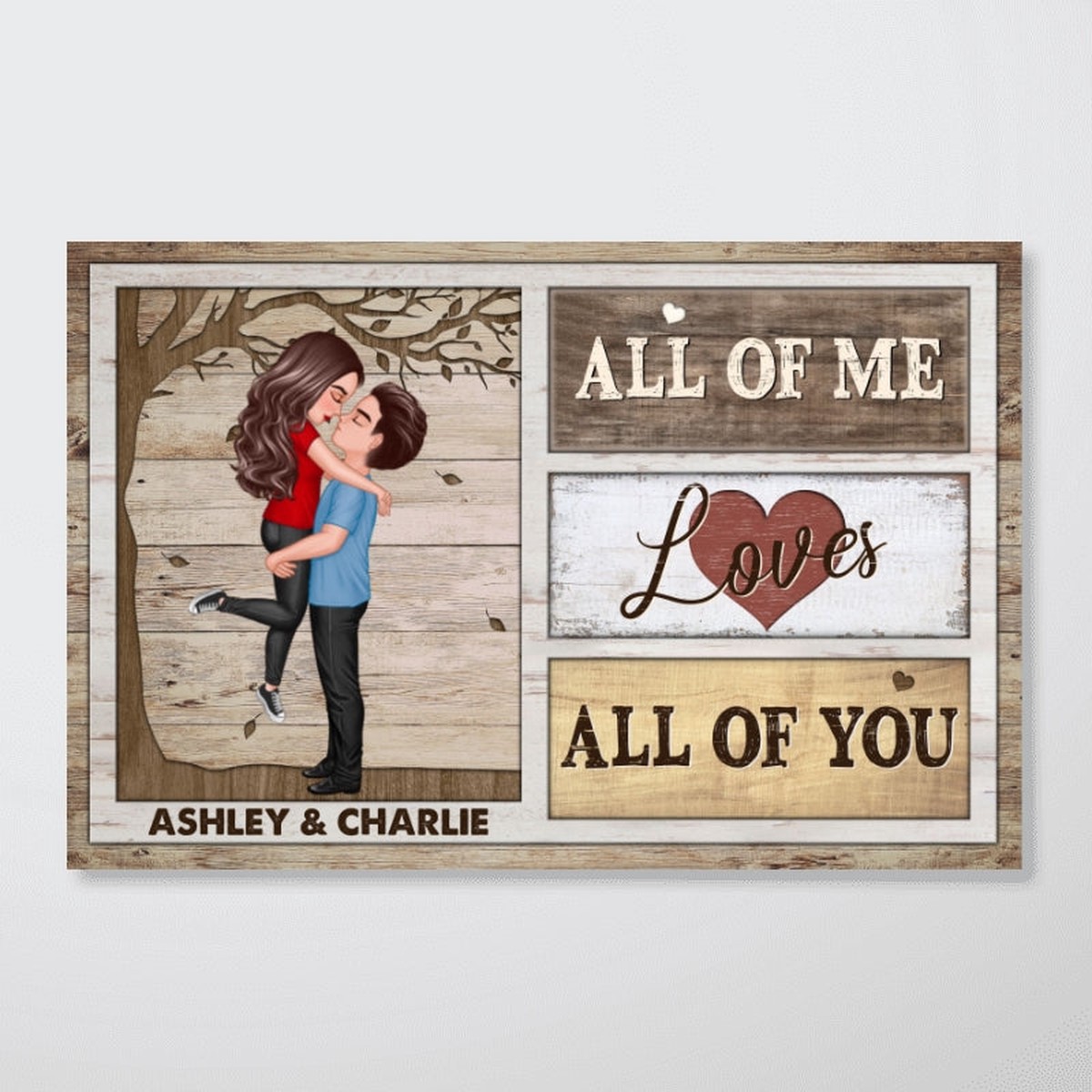 All Of Me Loves All Of You Gift For Him Her Personalized Poster - 12"x8"
