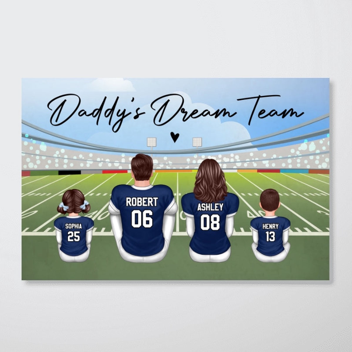 American Football DAD GRANDPA Dream Team Personalized Poster, Unique 2025 Father's Day Gift For Dad, For Grandpa, For Husband - 12"x8"
