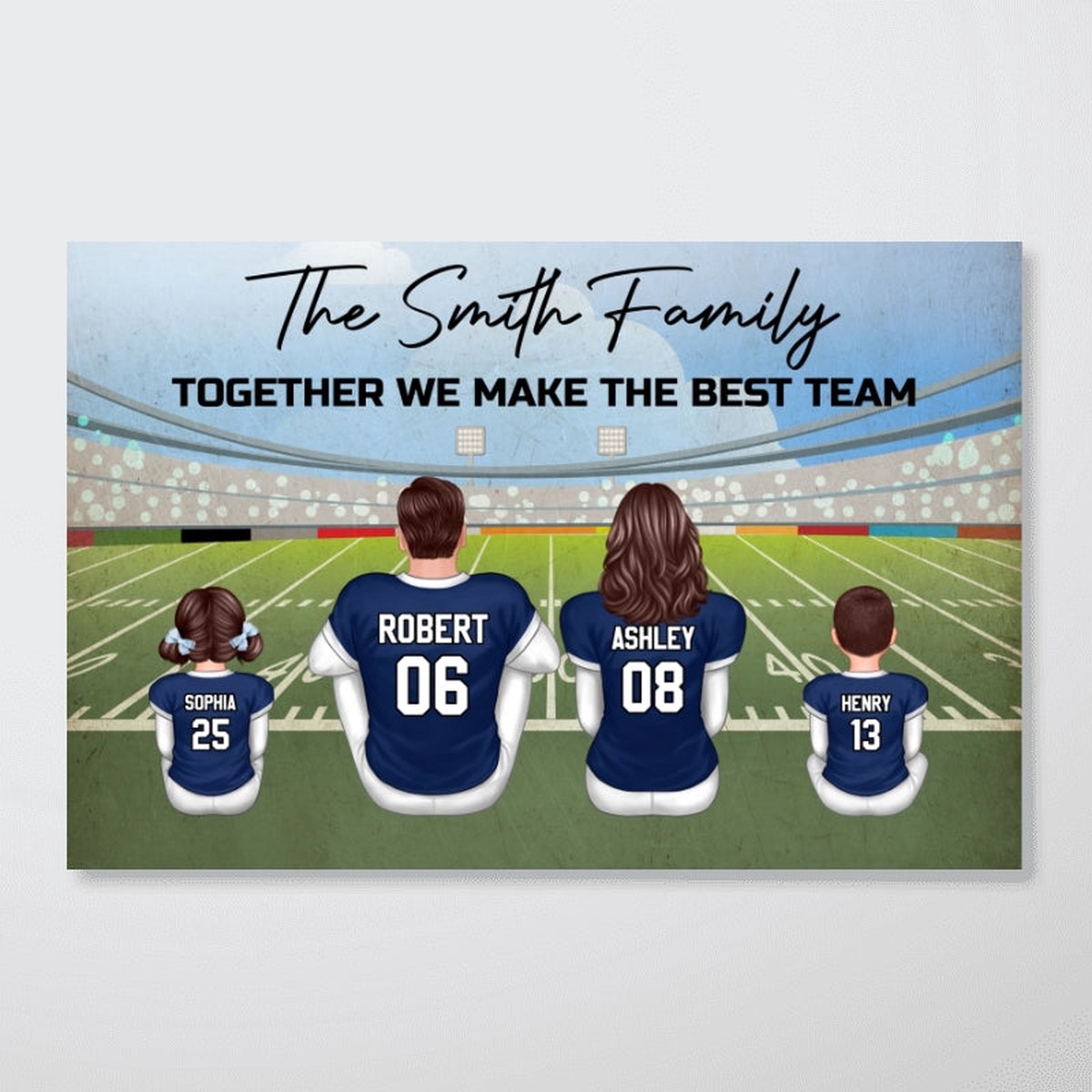 American Football Family Personalized Poster, Unique and Meaningful Family Gift For Your Loved Ones - 12"x8"
