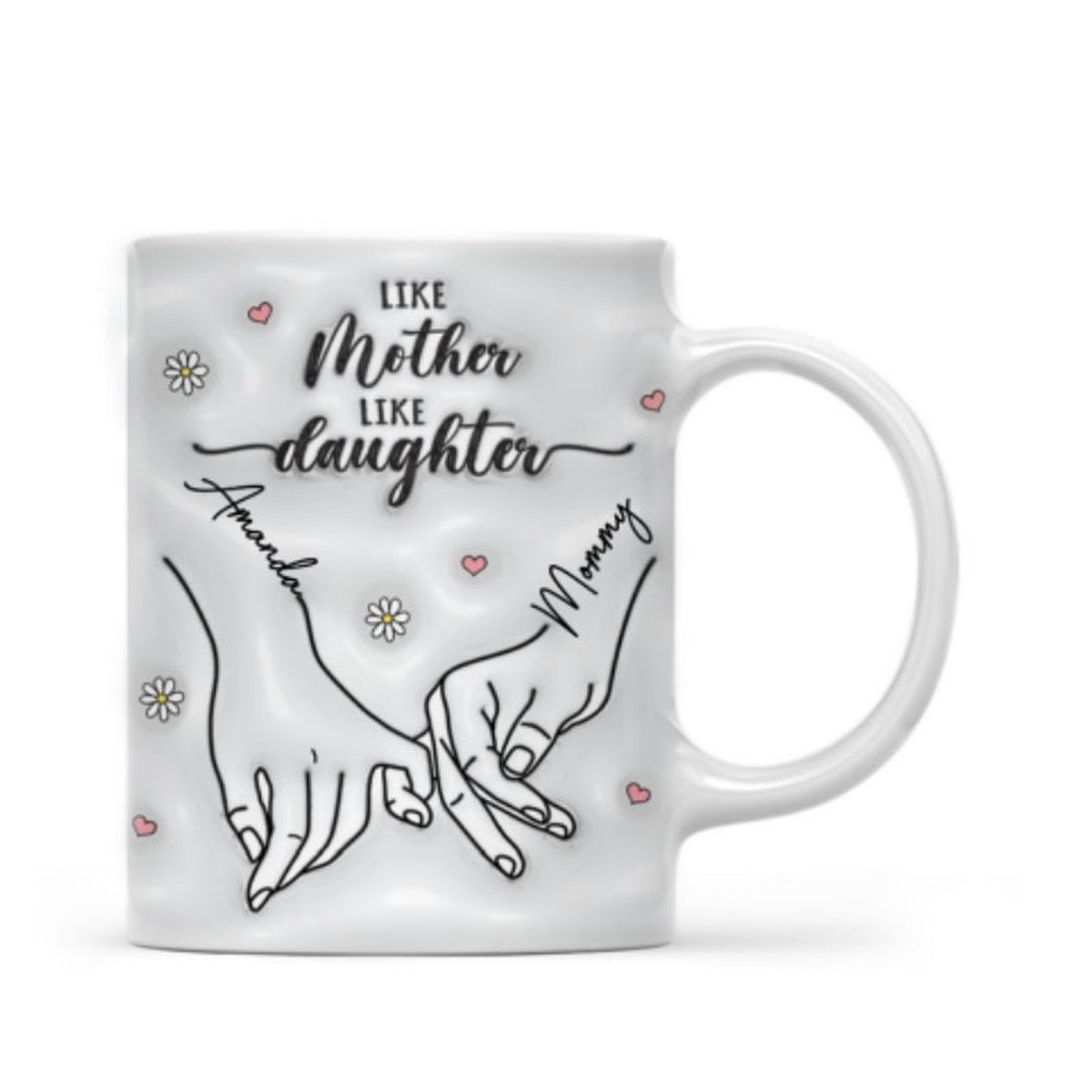 3D Inflated Like Mother Like Daughter Holding Hands Personalized Mug - AOP Mug | white | 11oz