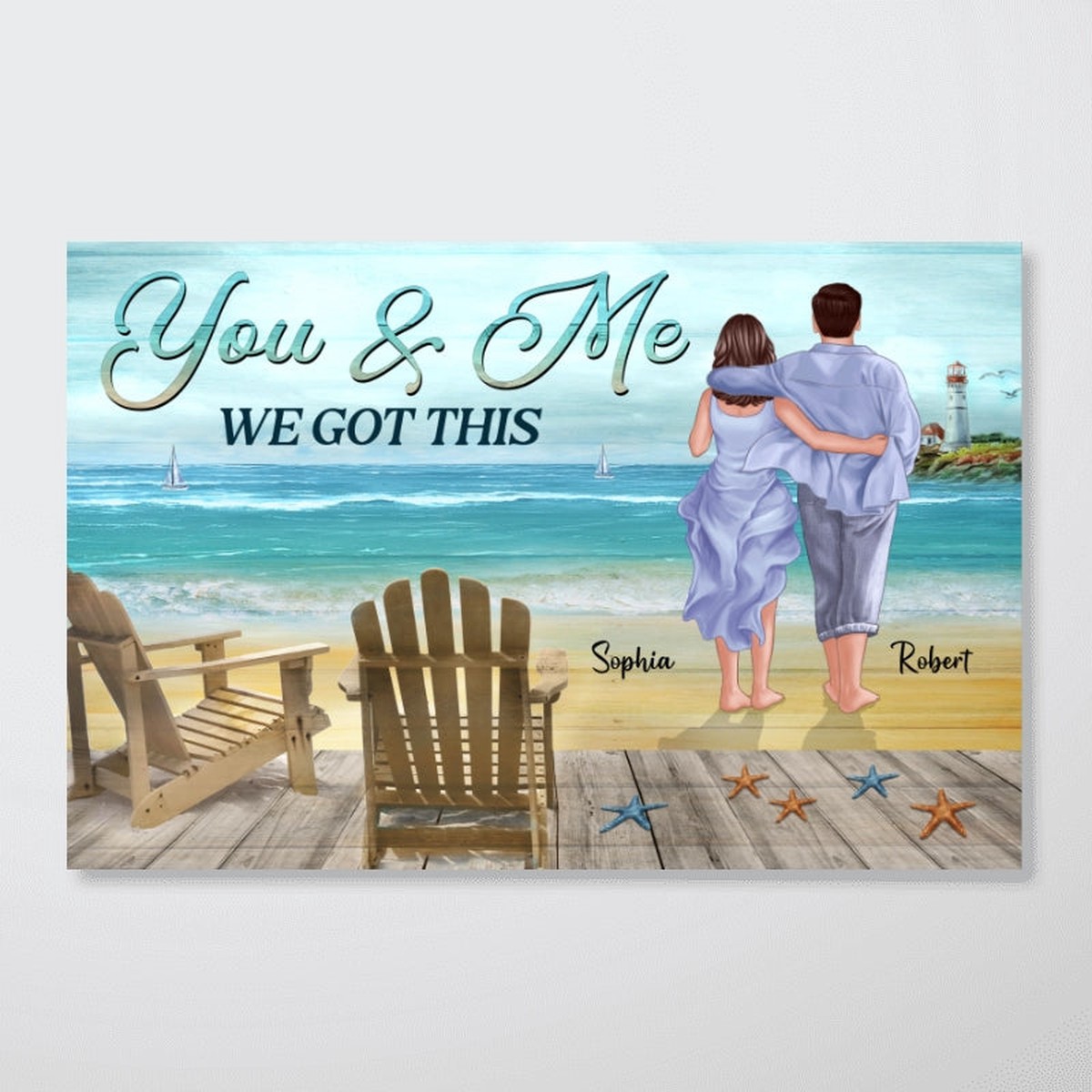 You & Me We Got This Back View Couple Walking On The Beach Personalized Horizontal Poster - 18x12
