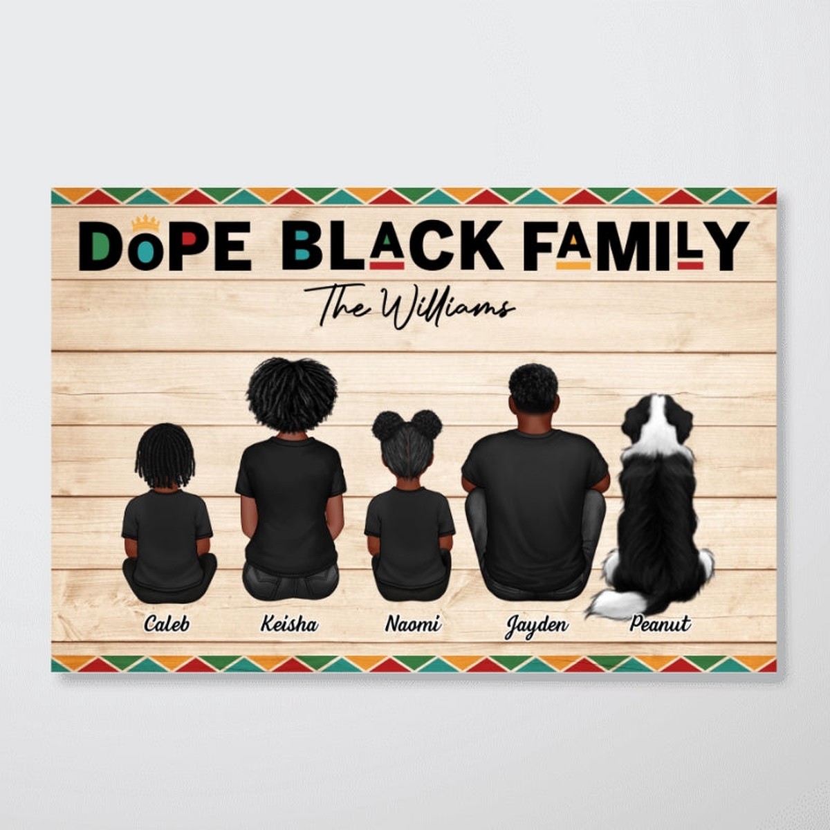 African American Dope Black Family Personalized Poster - 12"x8"