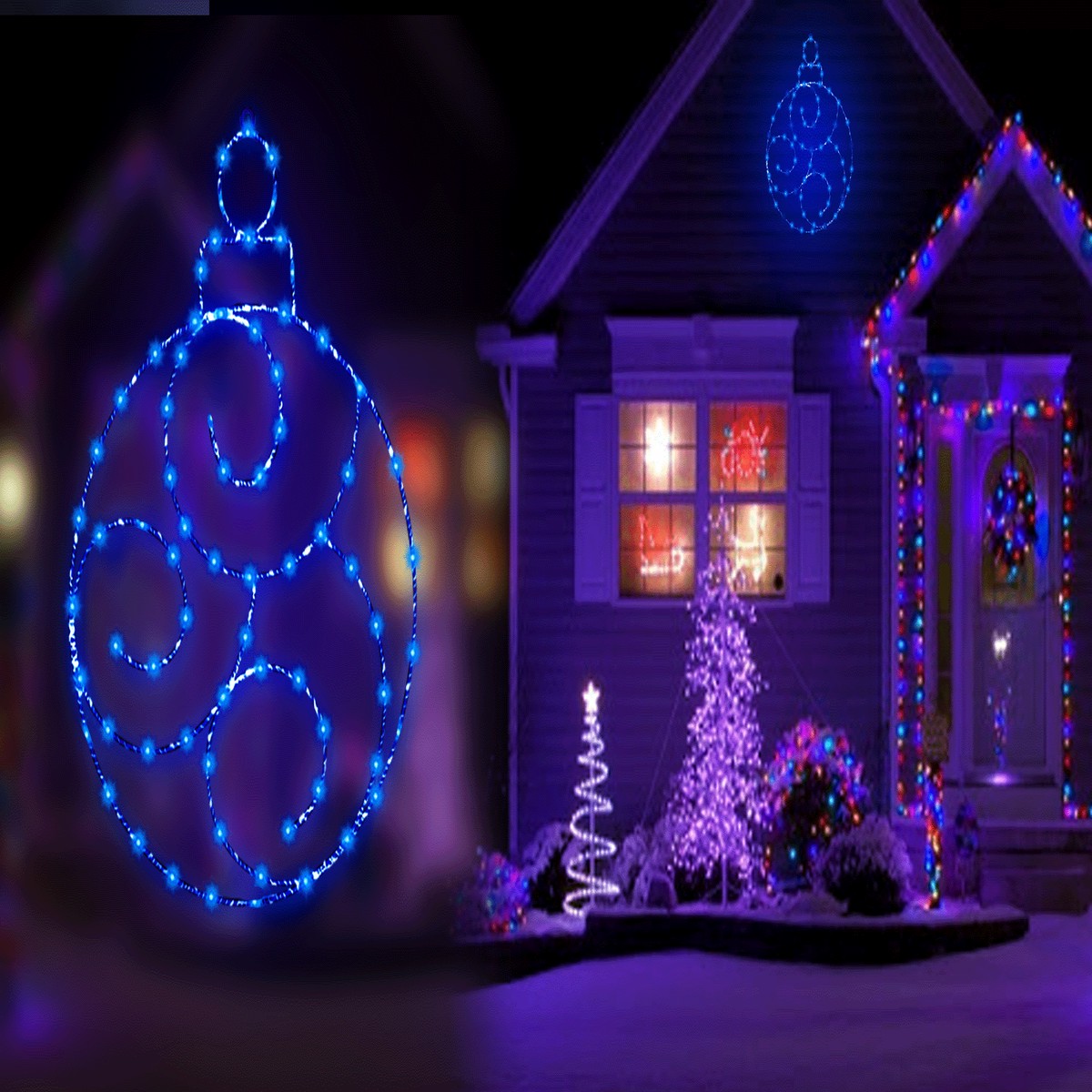 24" Twinkling LED Ornament Decorations - Blue