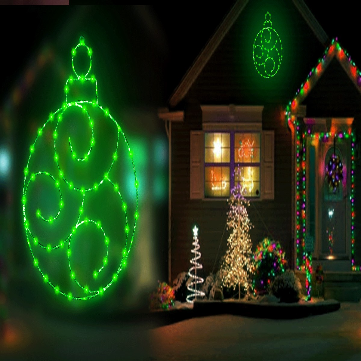 24" Twinkling LED Ornament Decorations - Green