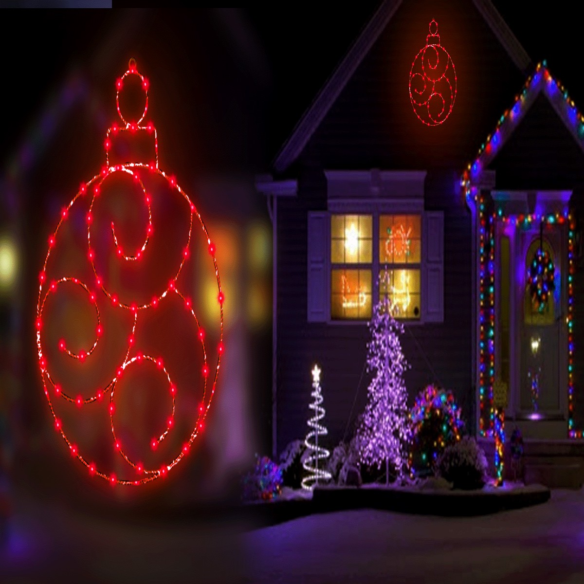 24" Twinkling LED Ornament Decorations - Red