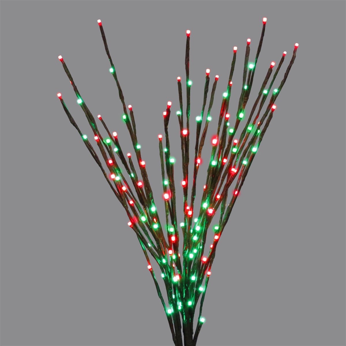 36" LED Twinkle Burst Twig Bush Wire Decor - Red & Green
