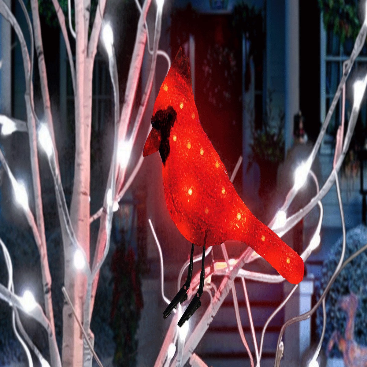 6" LED Cardinal Decoration with Clipped Feet