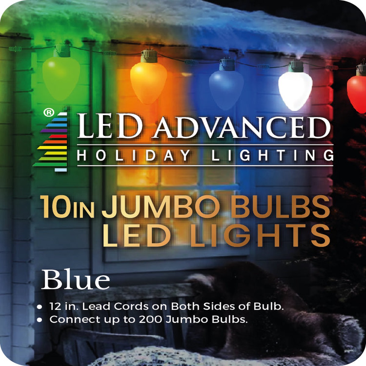 10" Jumbo LED Bulb Roofline-Pathway Decoration - Blue