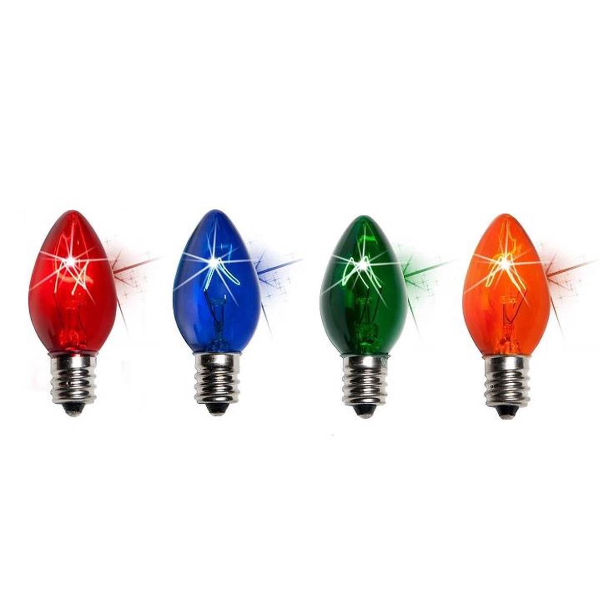 Replacement C7 Transparent Twinkle Bulbs - Multi-Colored
