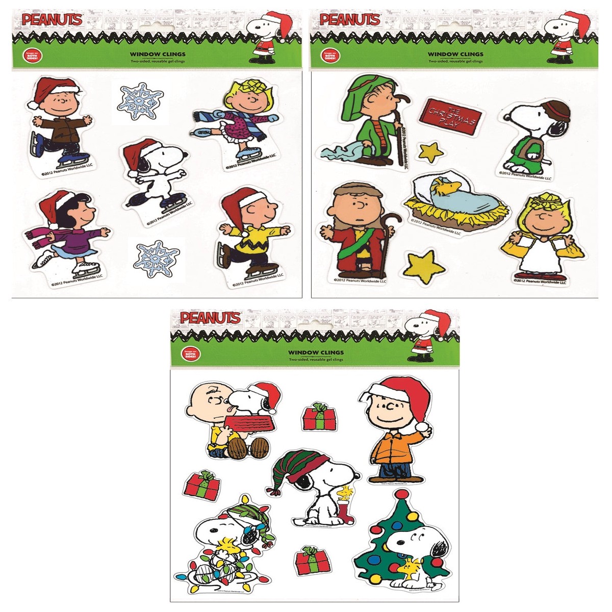 Reusable Peanuts Christmas Window Clings