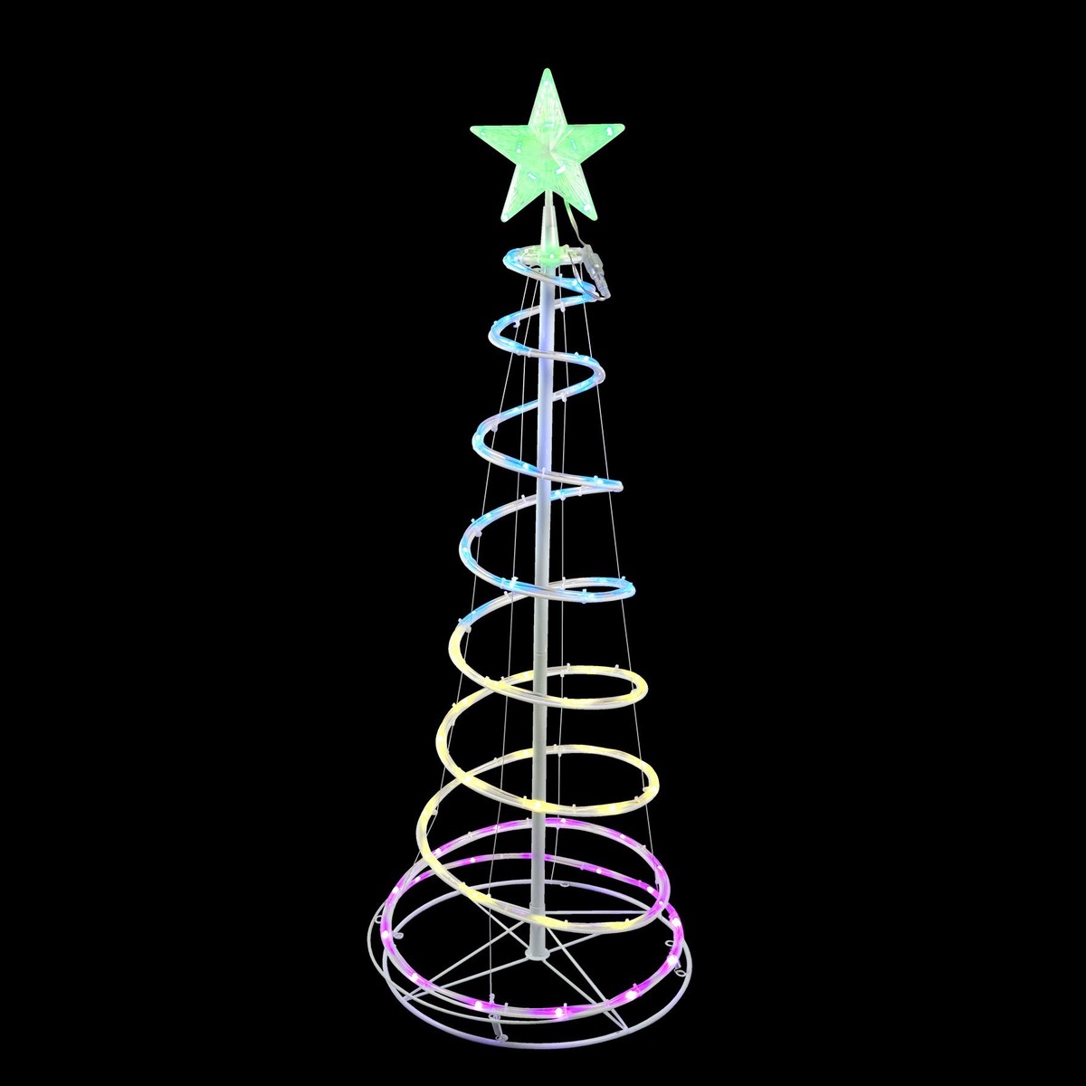 RGB Wire Spiral Tree Decoration with Dancing Lights - 4 ft. Tree with 88 Lights