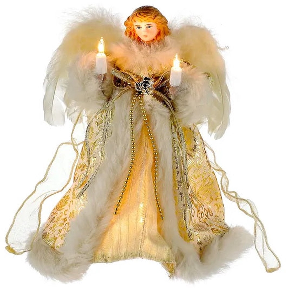 10" Ivory and Gold Angel Treetop