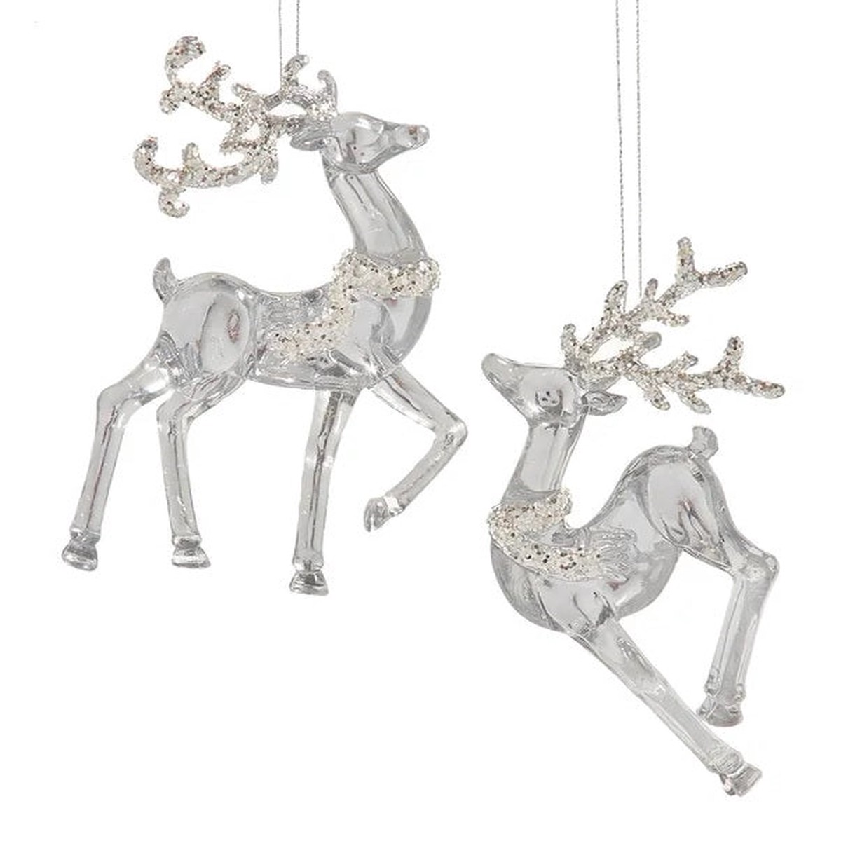 Transparent Deer with Silver Glitter Ornament