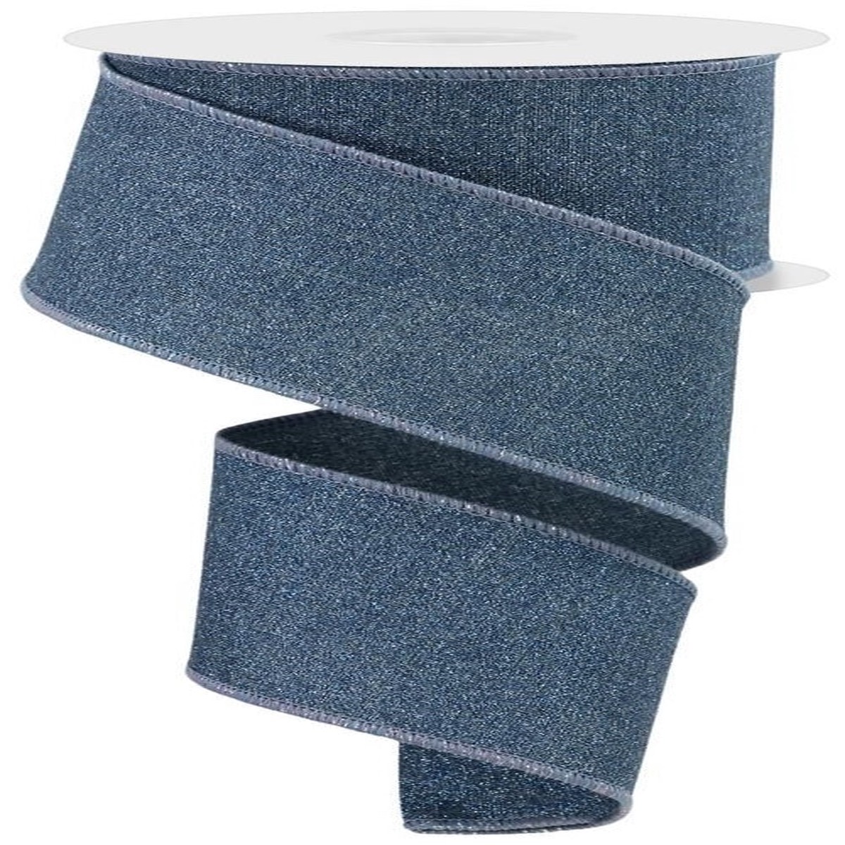 10 Yards of Smoke Blue Fine Glitter on Royal Burlap Ribbon